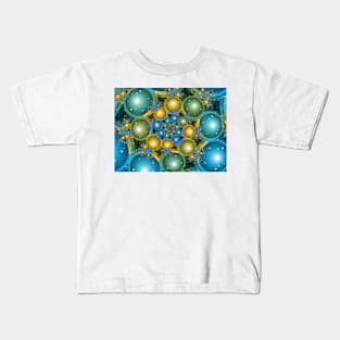 Blue and Yellow Fractal Spiral Kids T-Shirt